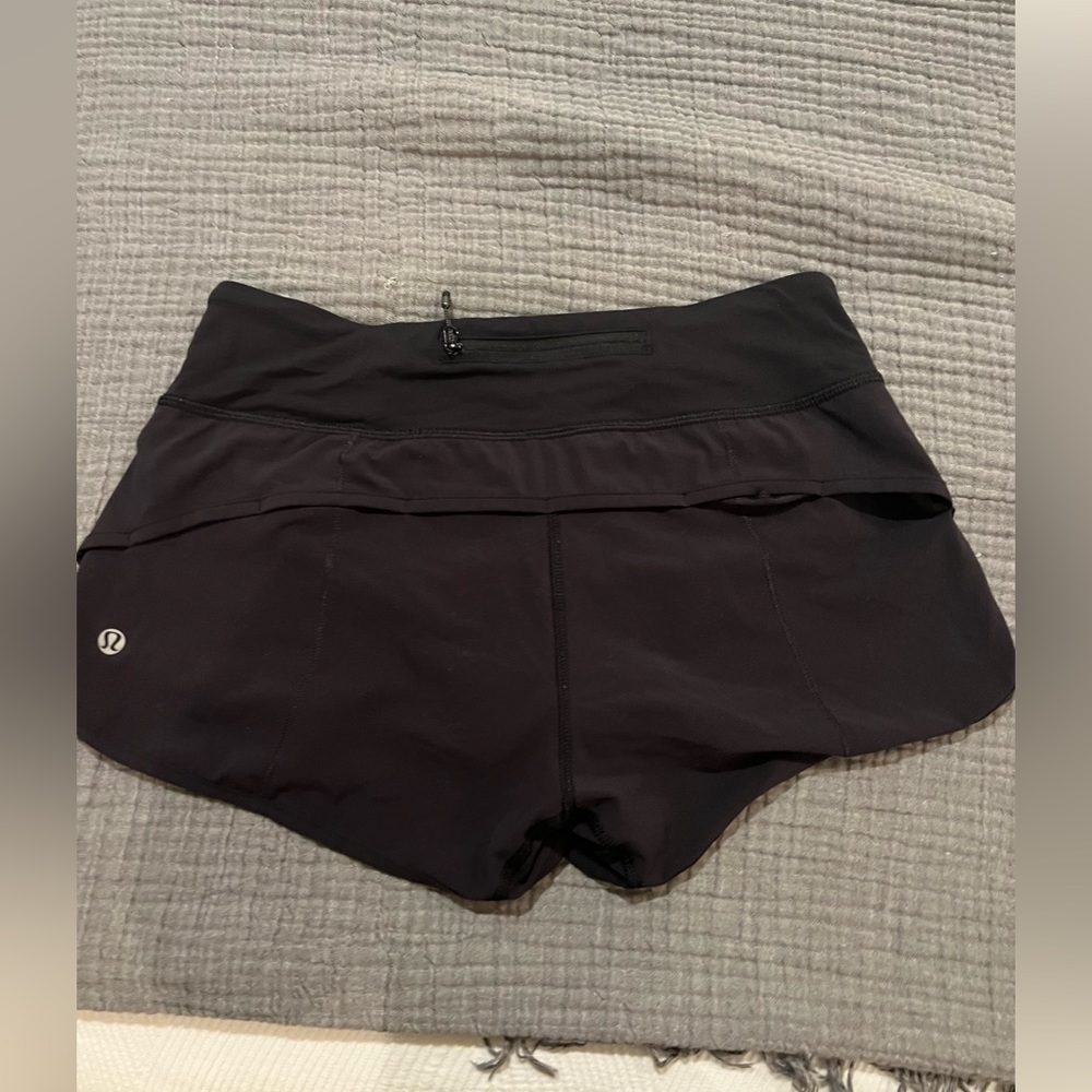 Black Lululemon Speed Up Shorts, Size 4